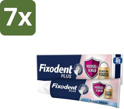 7 x Fixodent Kleefpasta Plus 40 gr - Kleefpasta Kunstgebit - Food Barrier Kunstgebit - Kunstgebit Fixatie - Kunstgebit Bescherming - Voedselresten Bescherming