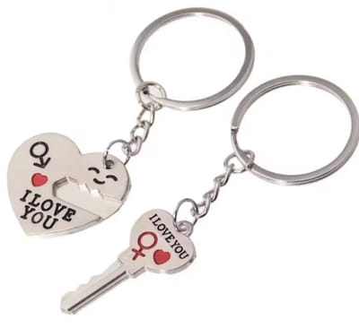 Koppel sleutelhanger - Hartjes sleutel - i love you keychain - Setje van 2 sleutelhangers - Valentijn - Liefde - Vriendschaps - Heart keychain - CHPN