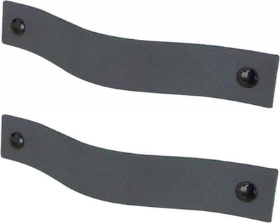 2x Leren handgrepen 'platte greep' XS - DONKERGRIJS (12,6 x 2,5 cm) - incl. 3 kleuren schroefjes (handgreepjes - leren grepen - greepjes - leren lusjes)