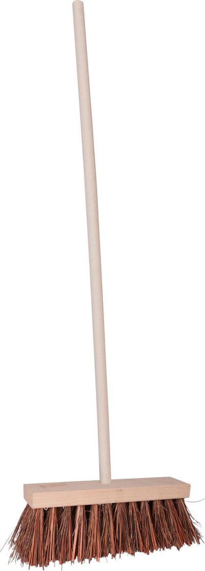 Straatbezem/buitenbezem - Theo - hout/piassava - 121 cm steel - 30 cm bezemkop - werkplaats bezem