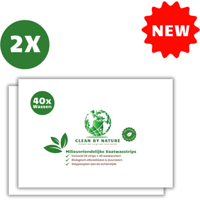 Clean By Nature® Milieuvriendelijke Vaatwasstrips - 80x Wasbeurten - Plastic Vrij - Eco Friendly - Vaatwastabletten - Vaatwasmiddeldoekjes - Vaatwasserstrips - Vaatwasmiddel - Wasvellen - Proefpakket - Vegan - Zero Waste - Met zorg voor onze aarde.