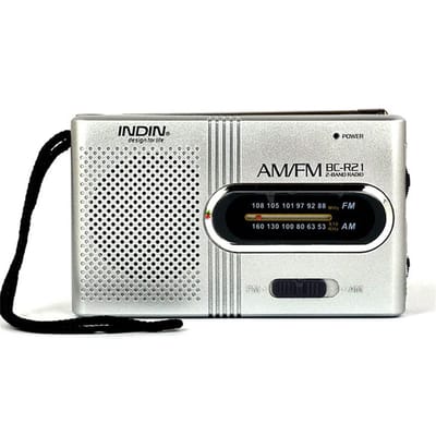 Peysaitr - Draagbare radio - FM/AM radio - Batterijvoeding - Geschikt voor binnen, buiten en noodgevallen -noodradio - Zilver - 96x58x23mm - 1 stuk