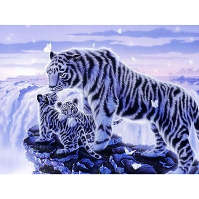 Diamond Painting Tiger In the Snow Animal serie Diamond borduurset Mozaïekfoto allemaal volledige boor 20X30CM gray