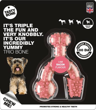 TastyBone - Toy - Trio Bone Bacon - Hond - Kauwspeelgoed - Vegan - Kluif - Nylabone
