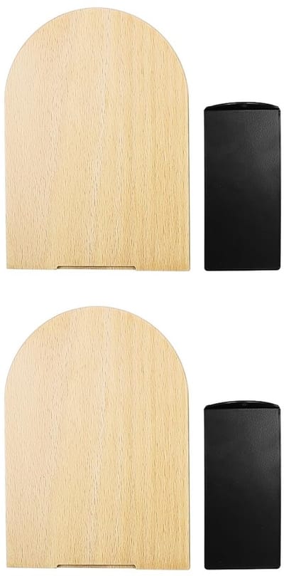 Dailygoods- Boekenstopper 2-pack - Natuurlijke Antislip - Houten Boekensteunen - Geschikt voor Dikke Boeken - Afmetingen 170x105x120 mm - Met Antislipviltjes