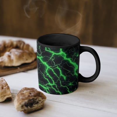 Magische Mok - Foto op Warmte Mokken - Koffiemok - Bliksemflitsen - Groen - Energie - Magic Mok - Beker - 350 ML - Theemok
