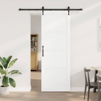vidaXL - Schuifdeur - ORKDAL - 83 - x - 232 - cm - Massief - grenenhout - Wit - en - zwart