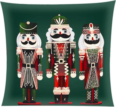 Ruhhy Kerstkussenhoes 45x45 cm - Luxe Pluche met Notenkraker Design, Duurzaam en Zacht