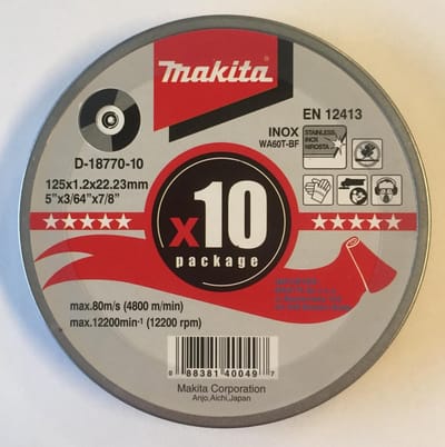 Makita D-18770-10 Doorslijpschijf - 125 x 22,23 x 1,2mm - RVS - inox (10st)