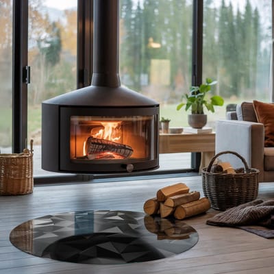 Coloray Vloerplaat Houtkachel - Plaat voor Onder Houtkachel - 100 cm x 100 cm - Open Haard Accessoires - Zwart Vloerplaat Kachel - Onderplaat Voor Houtkachel - Plaat onder Houtkachel - Kachel Onderplaat - Verwarmingsaccessoires