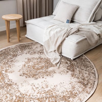 Rond Vintage Vloerkleed Keshan Bruin/Beige - Rond 240 Ø - (XL)