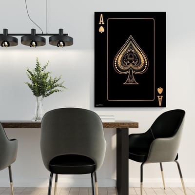 Luxe Canvas Schilderij Azen | 75x100 | Woonkamer | Slaapkamer | Kantoor | Kunst | Kaarten | Aces | Design | Art | Modern | ** 4CM DIK! 3D Effect**