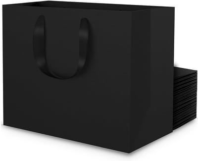 Kwalitatieve Zwarte Papieren Cadeauzakken - 250GSM, 20 Stuks, 22x10x18cm, Perfect voor Verjaardagen en Feestjes