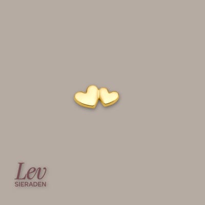 Lev Sieraden - 14 karaat Geelgouden Labret 1.0 x 8 mm met hartjes 3,5 mm - Gold - Piercing - labret piercing - neuspiercing staafje - tragus piercing - Monroe piercing- Oorpiercing