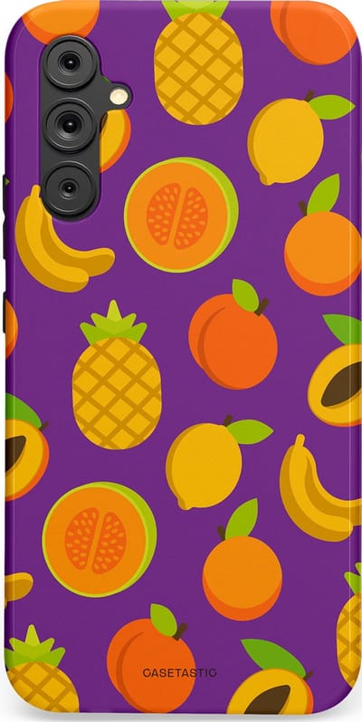 Casetastic Hoesje Geschikt voor Samsung A34 (5G) - Stijlvolle Beschermende Duo-layer Case - Tropisch Fruit Feest