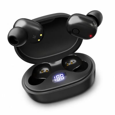 Voltma BeatBliss Bluetooth Oortjes - Volledig Draadloze Oordopjes met LED Display Case - In-Ear Sport Oortjes - 4 Uur Speeltijd - One-Step Pairing - Touch Control Earbuds voor Reizen - Zwart
