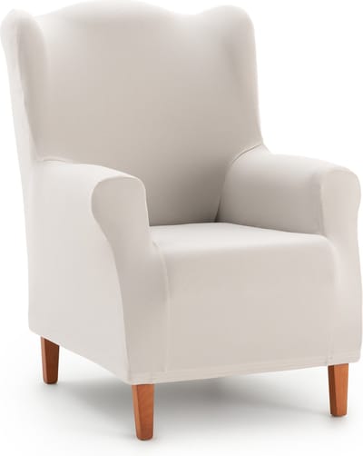 Belmarti® Oorfauteuil Hoes Anza 70cm tot 100cm breed - Ivoor - zachte, luxe stretchstof vormt moeiteloos naar je fauteuil - Premium kwaliteit