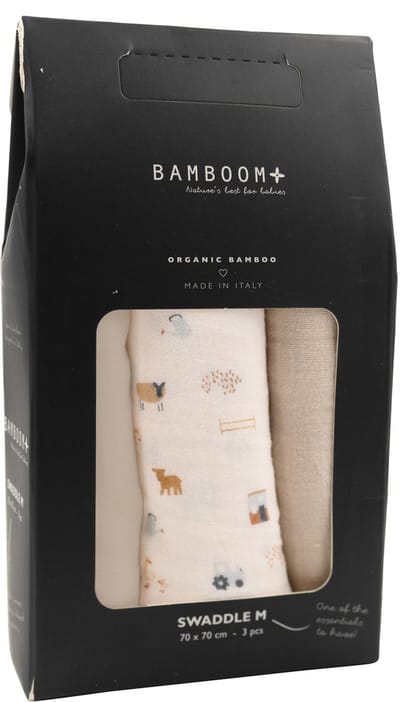 Bamboom Swaddle Muslin - Medium - 75 x 75 - The Farm / Light Sand / Almond