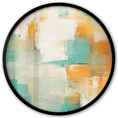 Poster in lijst Rond - Fotolijst 40x40 cm - Posters - Kunst - Abstract - Blauw - Wit - Ronde posterlijst zwart - Decoratie - Wanddecoratie woonkamer - Muurdecoratie slaapkamer