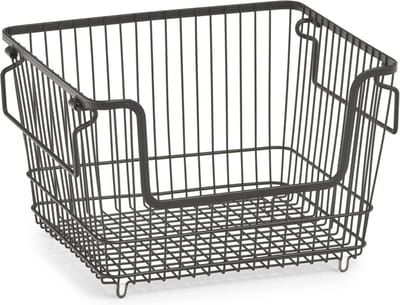 Zeller opberg draadmandje - zwart - stapelbaar - 33 x 27 x 21 cm - metaal - kastmanden