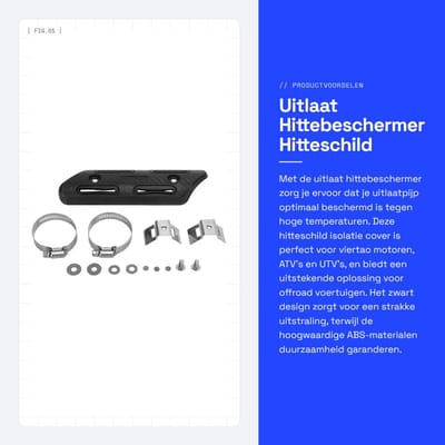 Dailygoods- Uitlaat Hittebeschermer - Hitteschild Isolatie - Geschikt voor 25-51 mm - Inclusief Klemmen/Beugels - Materiaal ABS - Lengte 190 mm