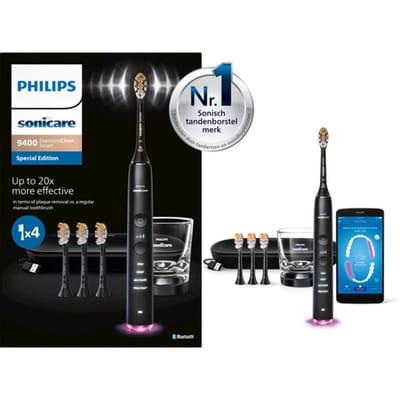 Philips Sonicare Diamondclean Smart 9400 - Elektrische tandenborstel - 4 opzetborstels - Zwart HX9918/89