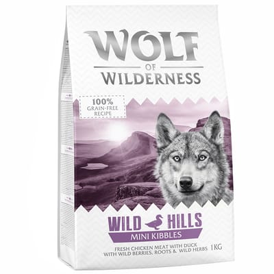 1kg Wolf of Wilderness Mini Wild Hills Eend Hondenvoer droog