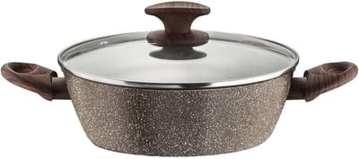Steelpan met deksel - Koekenpan - Koken op inductie - Antiaanbak steeneffect - 26 cm - Zwart