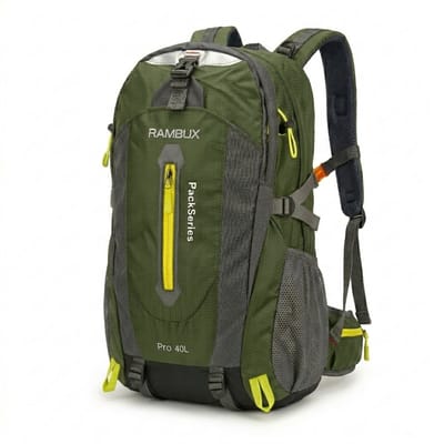 RAMBUX® 40L Rugzak Compact - Lichtgewicht Wandelrugzak - Compacte Dagrugzak - Reistas voor Dames en Tieners - Legergroen