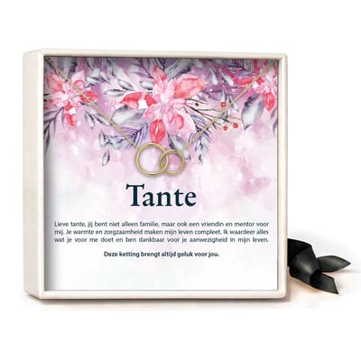Pera Jewelry - 925 sterling zilveren Twee Ringen ketting - Tante - Collier - Ketting Dames - Ketting met Hanger