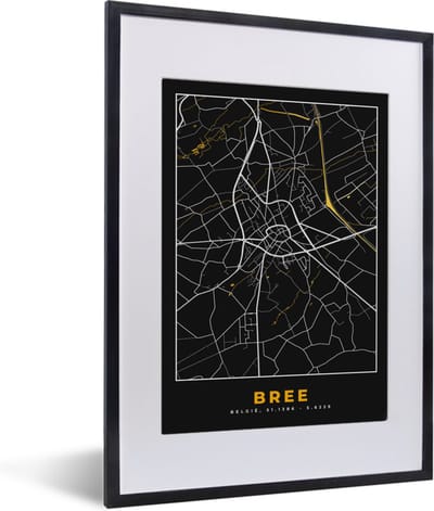 Fotolijst incl. Poster - Bree - Gold - Stadskaart - Plattegrond - Kaart - 30x40 cm - Posterlijst