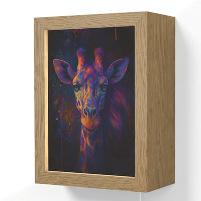 Wandlamp 15x20 cm - Oplaadbaar - Giraffe - Gekleurd - Verfspatten - Wandlampen binnen woonkamer - Slaapkamer lamp met kabel - Decoratieve nachtlamp - Vloerlamp snoer