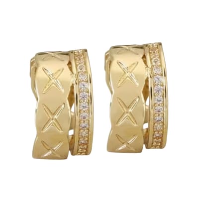 Clip oorringen -14K verguld goud- IKS strass- geen gaatje- Charme Bijoux