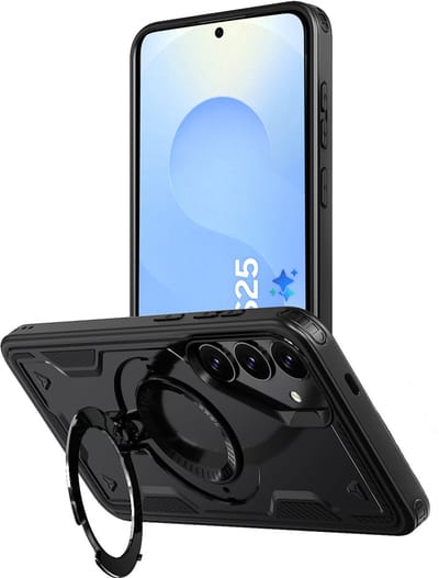Hoesje Geschikt voor Samsung Galaxy S25 - Armor hoes met Ringhouder - Arara backcover - Zwart