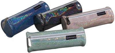 Exacompta 16x Pennenetui rond in PU Glitter - 22,5x7,5cm - Geassorteerd - 52770E