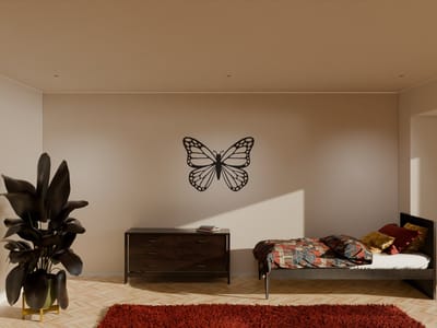 Houten wanddecoratie - Wooden wall decoration | Vlinder 45 x 34cm Butterfly | Zwart - Black | Muurdecoratie - Wall art - Design Wandfiguur - Echt Hout - Real Wood - Dieren