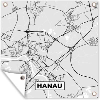 Tuin poster Plattegrond - Hanau - Kaart - Stadskaart - Duitsland - 200x200 cm - Tuindoek