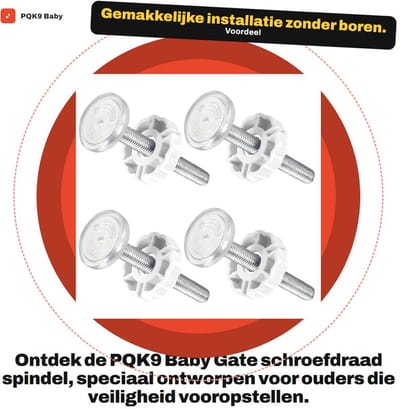 Dailygoods- Baby Gate schroefdraad spindel - 4 stuks - 10mm diameter - 105mm lengte - 0-100mm verstelbaar - massief metaal - Veiligheidshekje