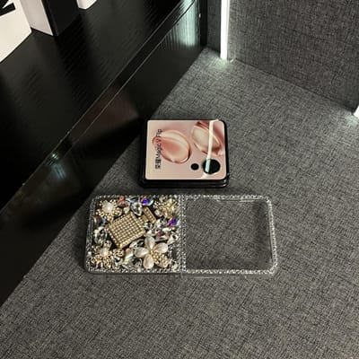 Coque de téléphone Bouteille de Parfum Strass Bling de Luxe Pour XiaoMi Mix Flip Fleurs Diamant Perle Mignonne Cristal Goutte d'Eau Coque Rigide For Mix Flip gray