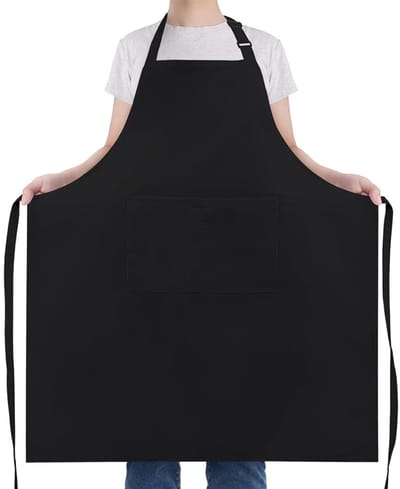 Plus Size Schort - 97*88cm Plus Size Schort - Unisex - Waterdicht - Met Twee Zakken - Verstelbare Nekband - Schort voor Koken, Grillen, Werken - Zwart