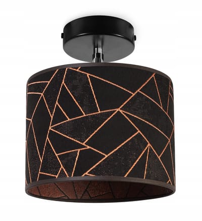 Light-Home WERONA – Hanglamp/Wandlamp – Stoffen Kap 20 cm – Zwart/Koper – Modern