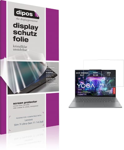 dipos – 2x Beschermfolie geschikt voor Lenovo Slim 7i Ultra Gen 11 14 Zoll | Krasbestendige & heldere Screenprotector Ultra-Thin