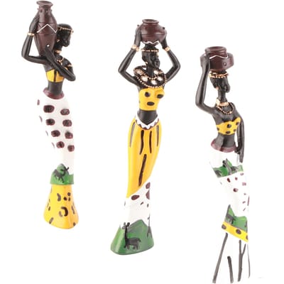 Afrikaanse Sculptuur Vrouwenfiguur Hars Beeld Thuis Beeldjes Poppen Ornamenten voor Bureau Decoratie gray