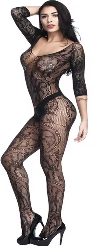 CHPN - Sexy bodysuit van kant - Kanten bodysuit - Sexpakje - Met open kruis - Peek-a-boo lingerie - Sexy Lingerie Set - One Size - Sexy Body - Zwart - Lace