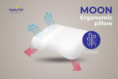Vitality Pur MOON Pillow – Memory Foam Hoofdkussen – Ergonomische Nek- en Schouderondersteuning – Ademend & Wasbare Hoes