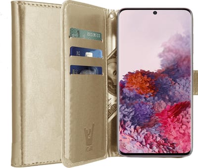 Hoesje geschikt voor Samsung Galaxy S20 - Book Case Kunstleer Pasjeshouder Goud