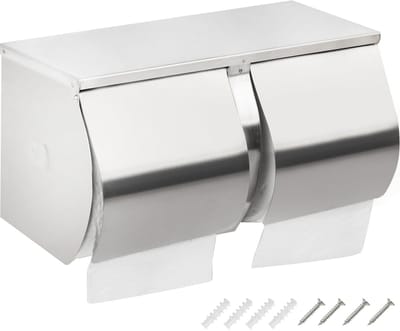 Toiletpapierhouder dispenser met plank opslag - commerciële 2-rol naast elkaar roestvrijstalen toiletpapierhouder/dispenser wandhouder voor badkamer/toilet - geborstelde
