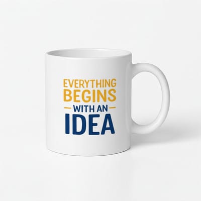Inspiratie Mok: "Everything Begins with an Idea" - Koffiemok met Quote