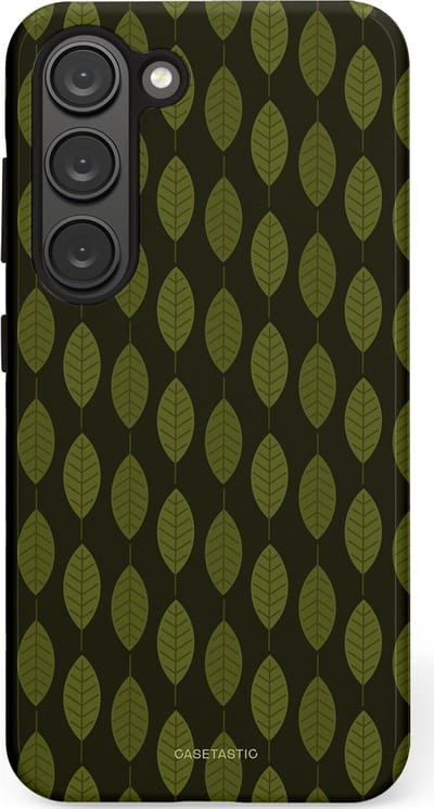 Casetastic hoesje geschikt voor Samsung Galaxy S23 - Dubbellaagse bescherming - Donkergroene Bladerendek - Fashion Case - Zwart Donkergroen
