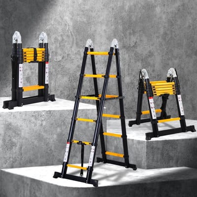 Telescopische Ladder - Vouwladder Uittrekbare Ladder - Klusjes in Huis - Lichtgewicht Aluminium - 38 Meter - Zwart